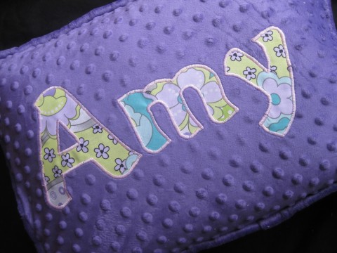 personalized minky pillow purple Amy